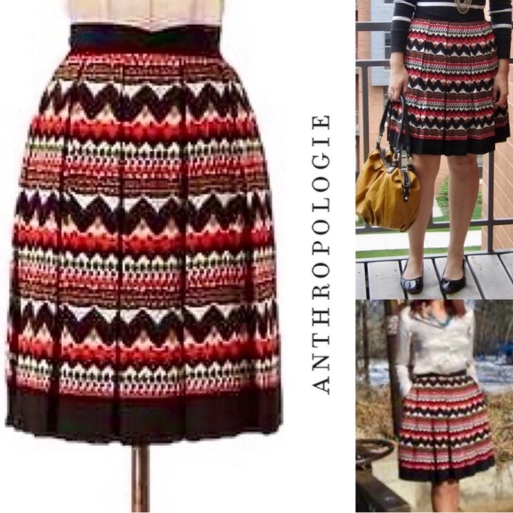 Anthropologie Fei Denpasar pleated Colorful skirt Size 4​